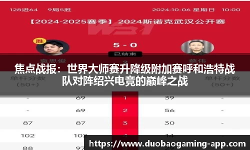 焦点战报：世界大师赛升降级附加赛呼和浩特战队对阵绍兴电竞的巅峰之战